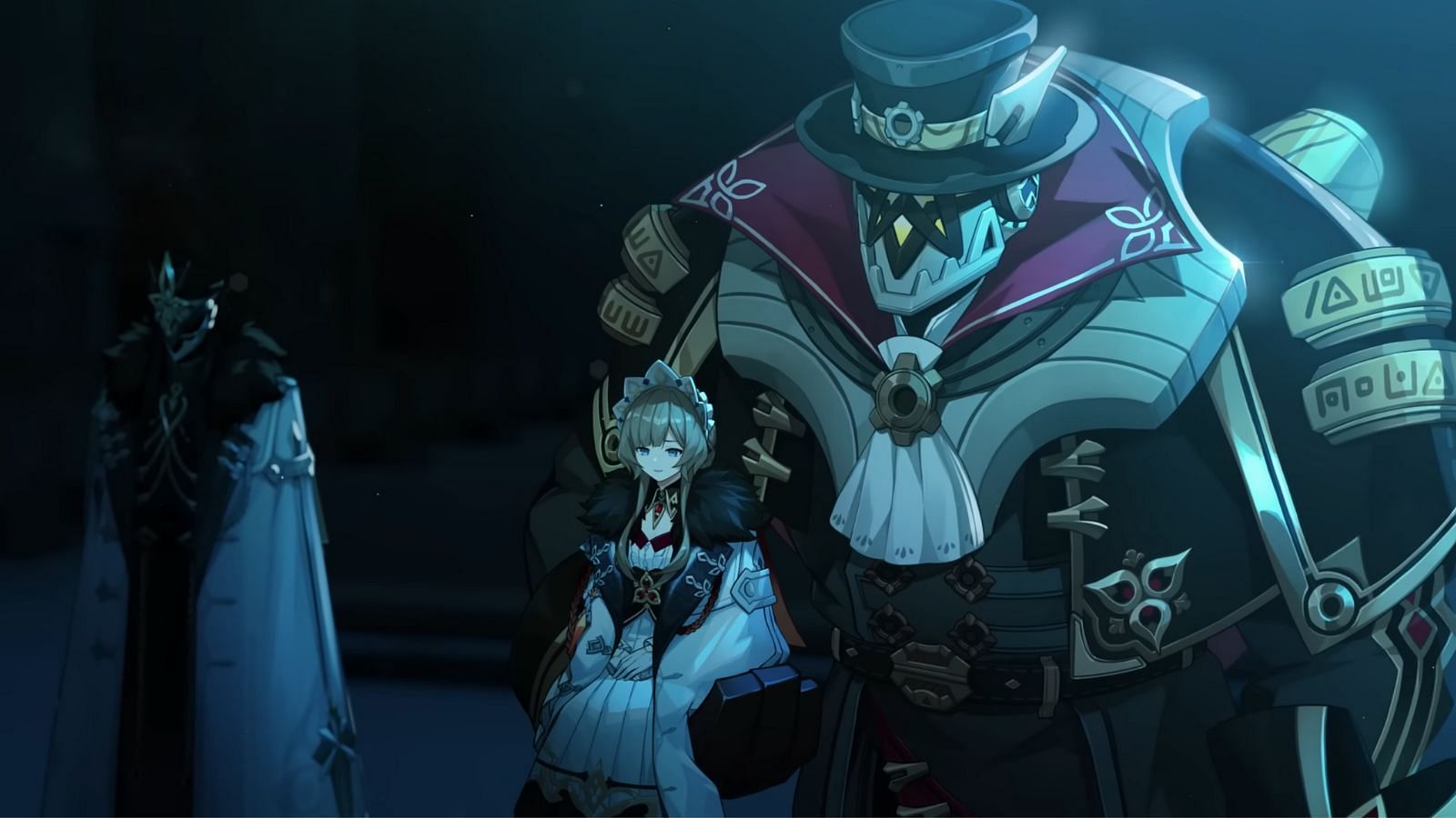 Sandrone with a Ruin Machine in the Winter Night's Lazzo trailer (Image via HoYoverse)